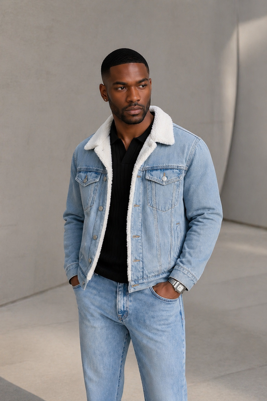 Cade — Sherpa-Lined Oversized Denim Jacket