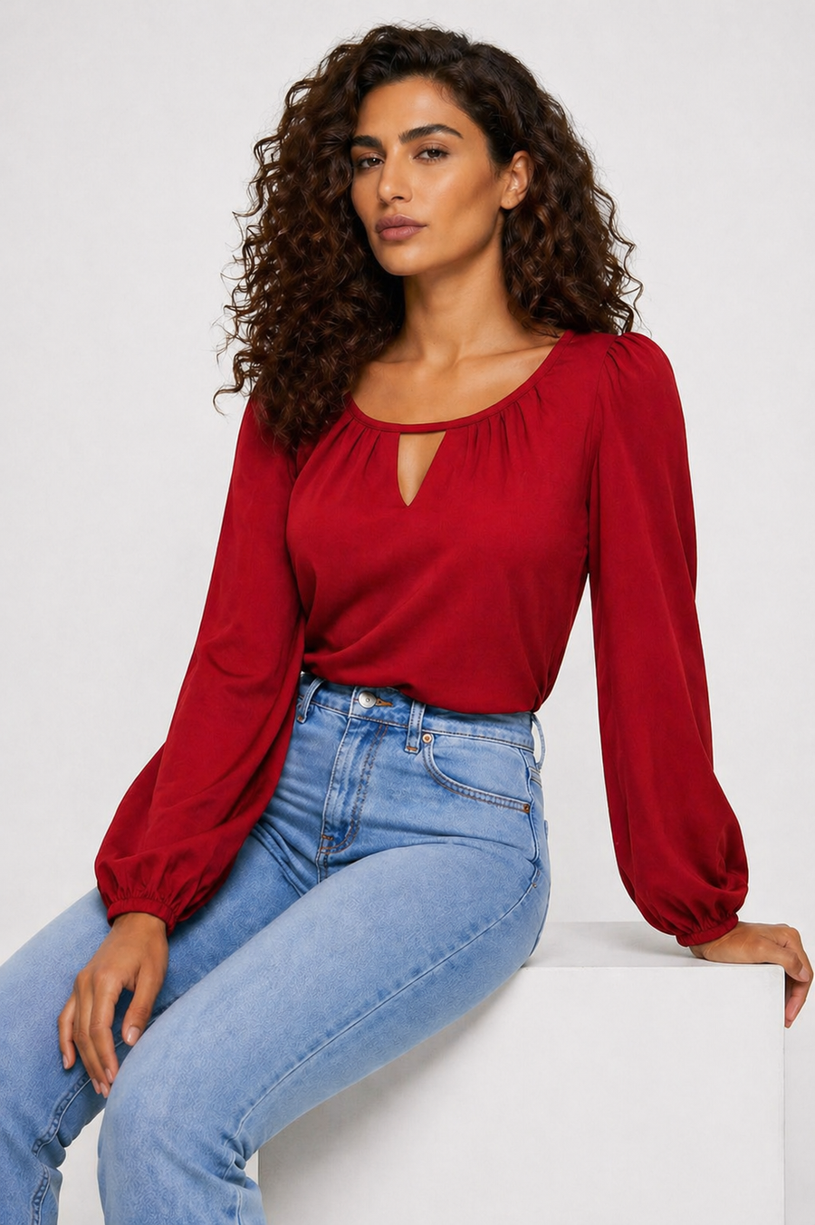 Vera — Puff Sleeve Button Blouse