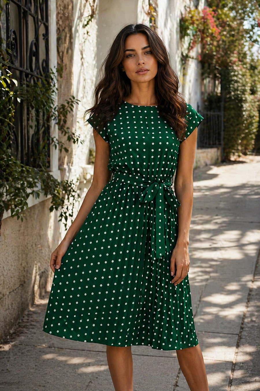 Maya — Polka Dot Knee-Length Dress