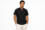 Leo — Linen Henley Shirt