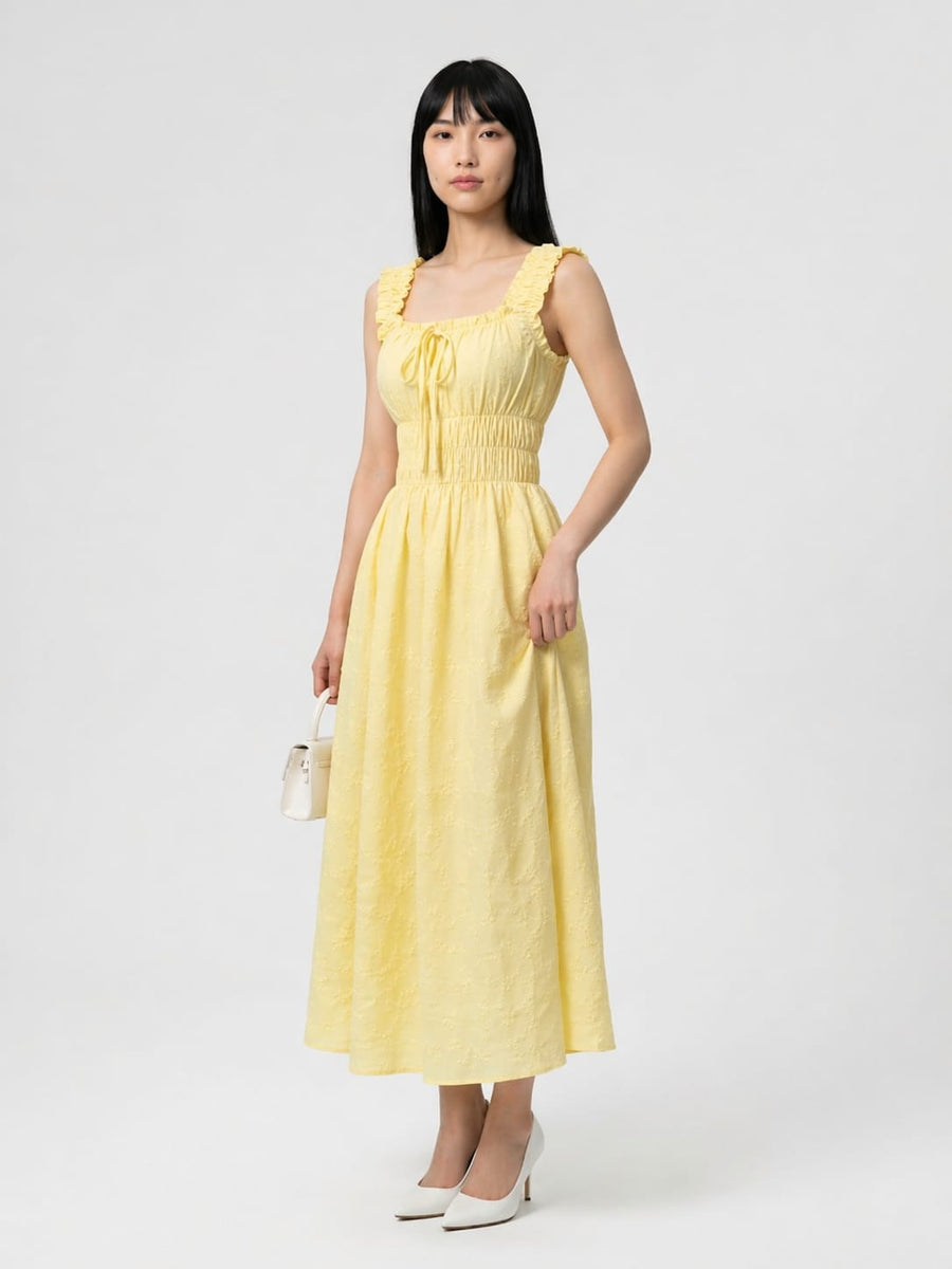 Flora — Casual Honeycomb Maxi Dress