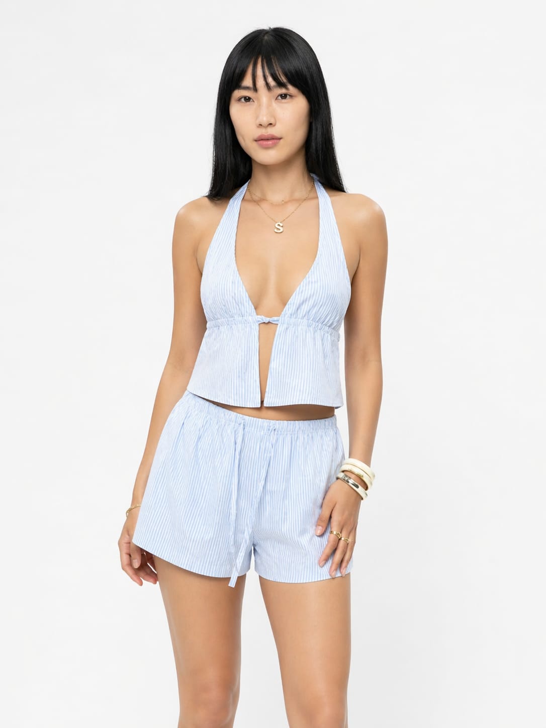 Eve — Striped Halter Crop Top